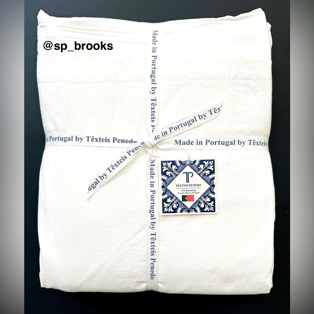 🎁Texteis Penedo Sunwashed Cotton Sheet Set -Made in Portugal- Queen Size- White